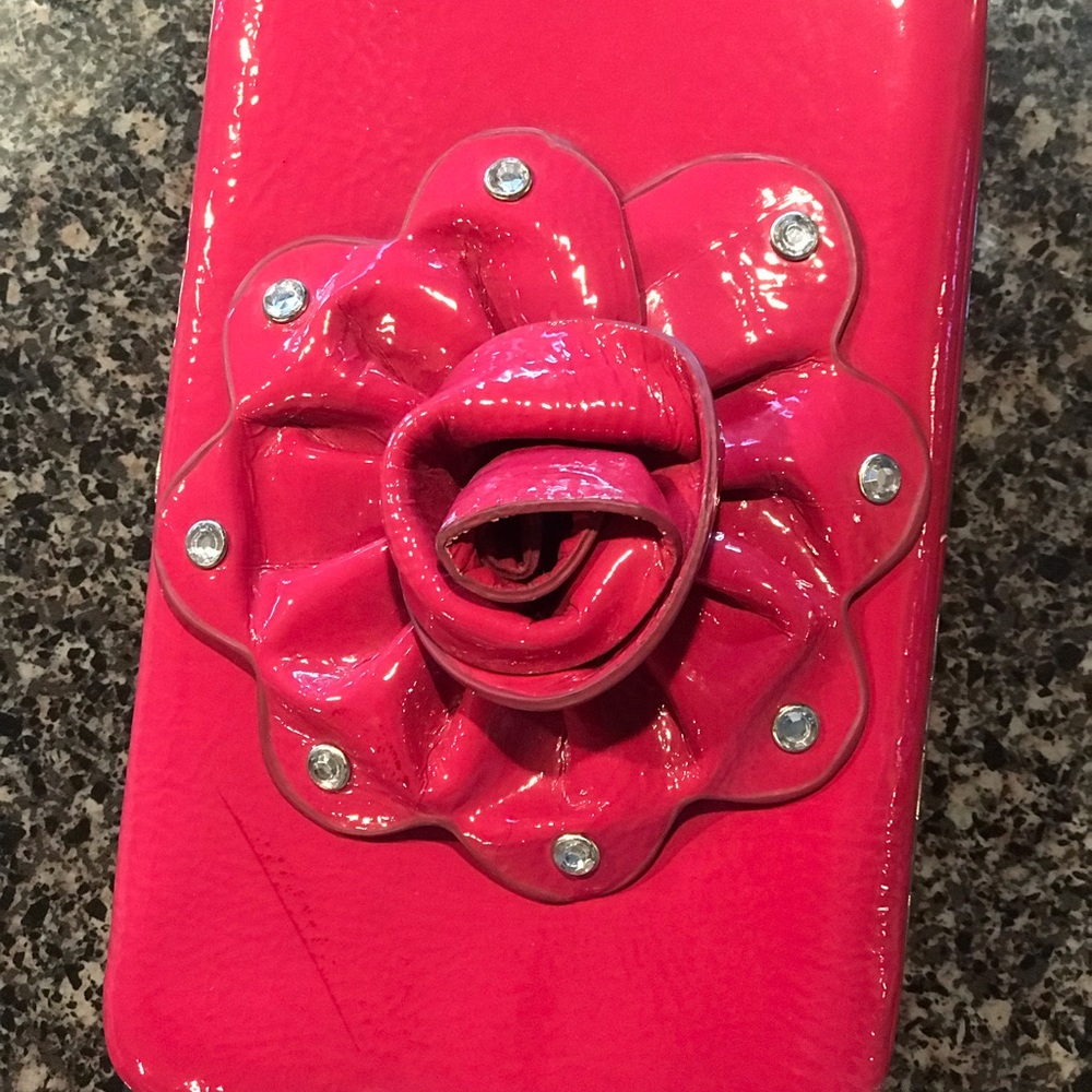 Pink rose studded wallet